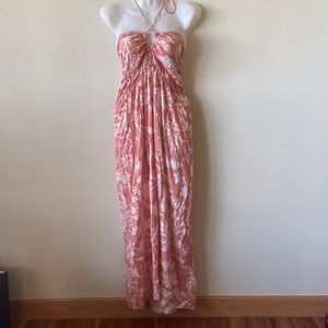 H&M keywhole halter maxi dress, L peach floral
